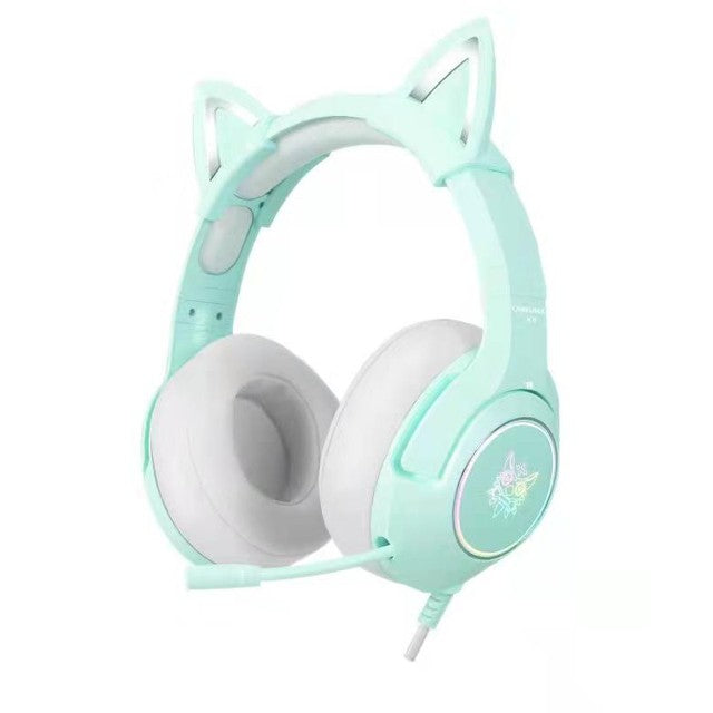 K9 Pink Cute Cat Ear Headphone with Pro Mic