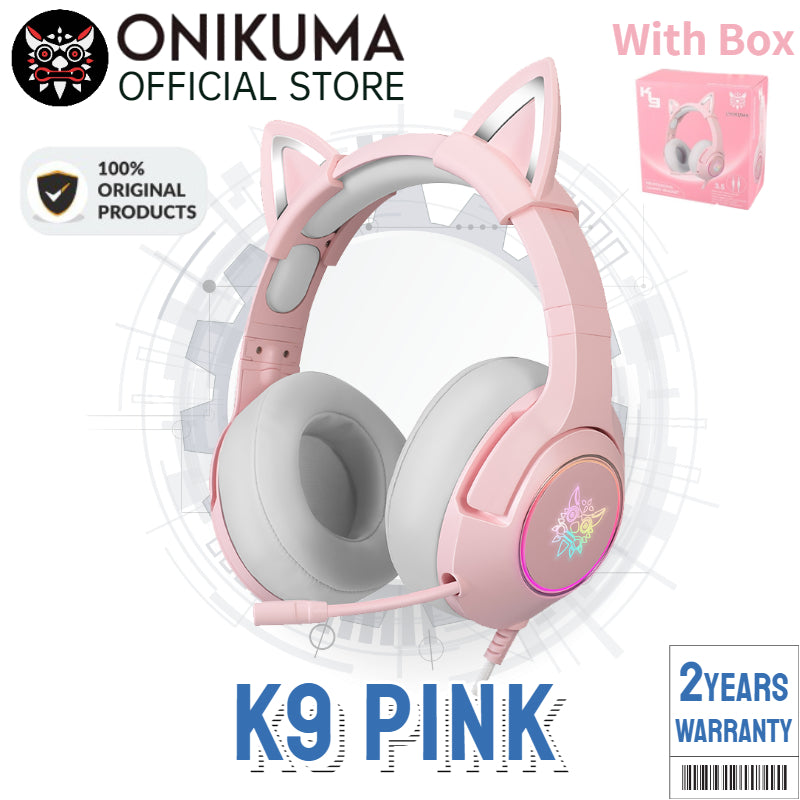 K9 Pink Cute Cat Ear Headphone with Pro Mic