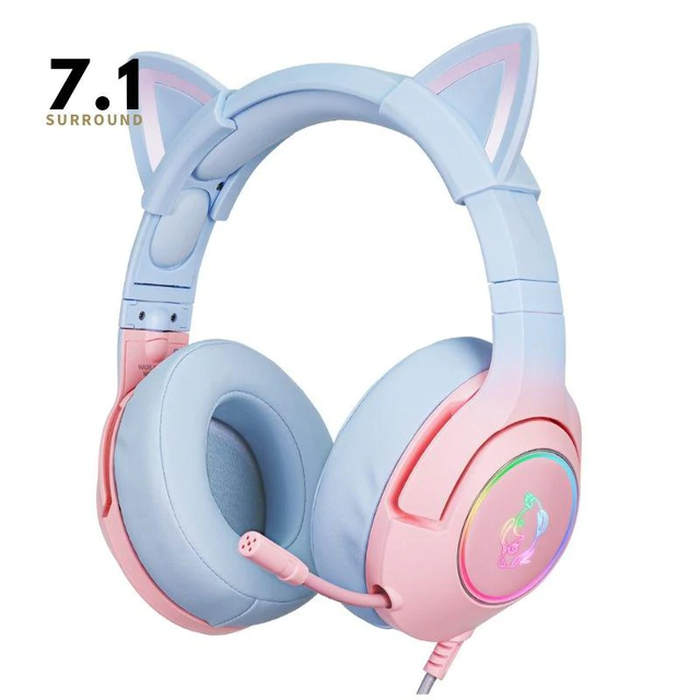 K9 Pink Cute Cat Ear Headphone with Pro Mic