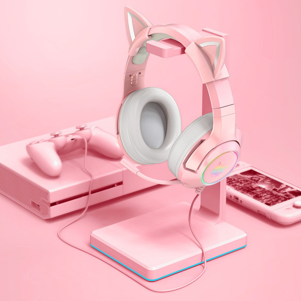 K9 Pink Cute Cat Ear Headphone with Pro Mic